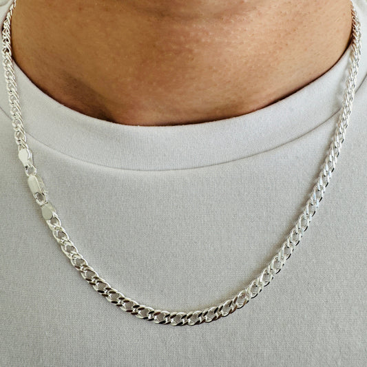 925 Sterling Silver Mens 4.5mm Double Curb Chain