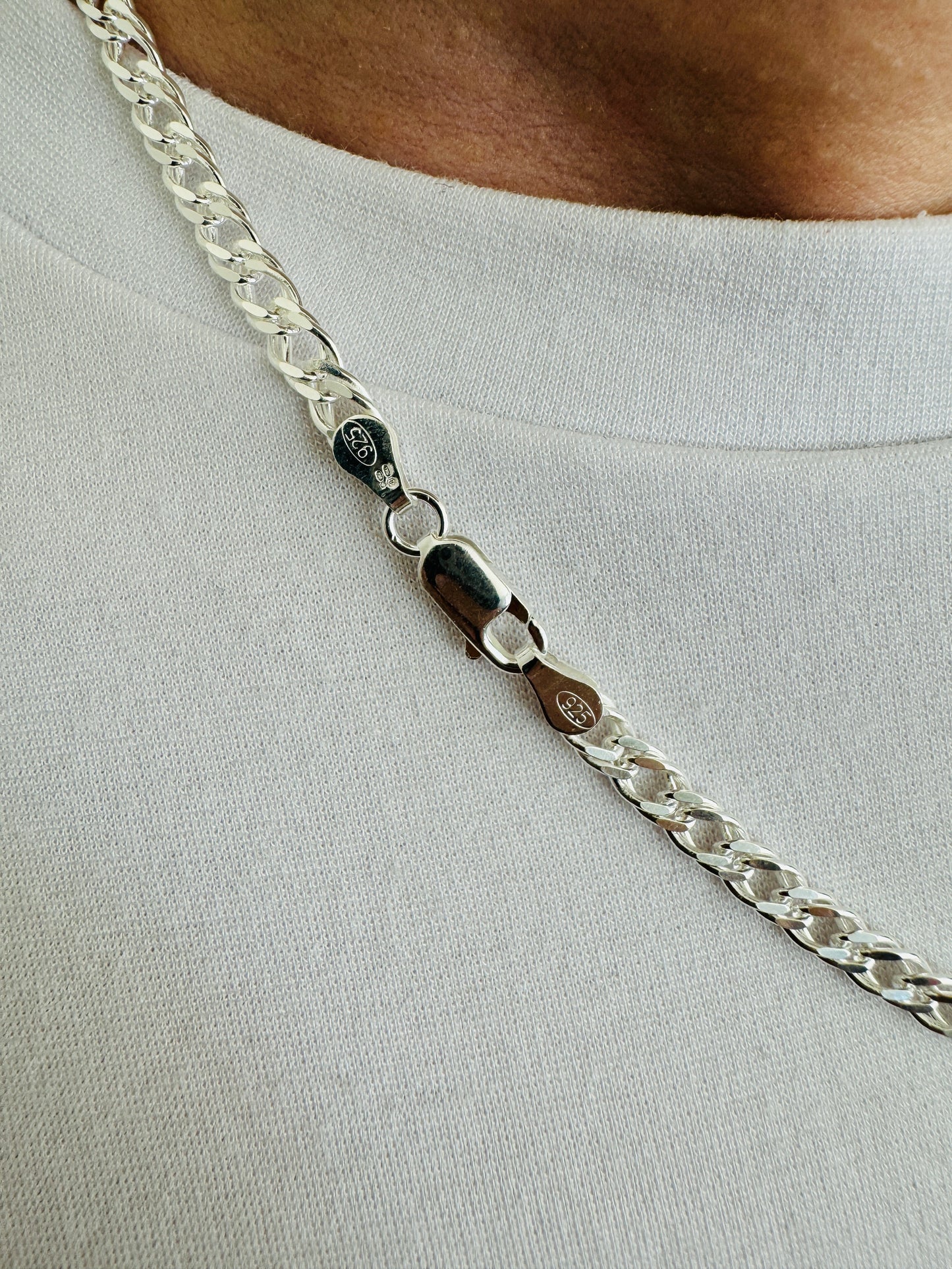 925 Sterling Silver Mens 4.5mm Double Curb Chain