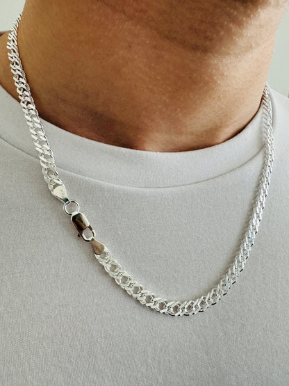 925 Sterling Silver Mens 5.5mm Double Curb Chain