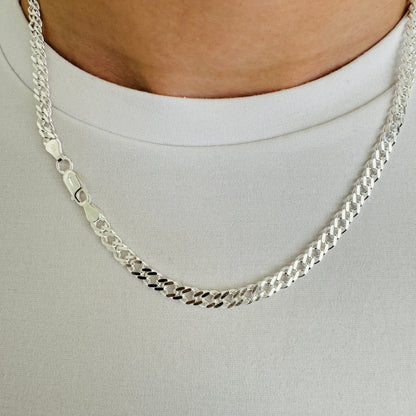 925 Sterling Silver Mens 5.5mm Double Curb Chain