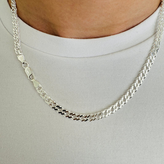 925 Sterling Silver Mens 5.5mm Double Curb Chain