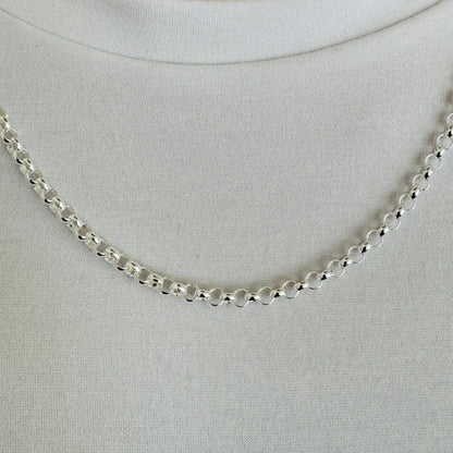 925 Sterling Silver Mens 4mm Round Belcher Chain