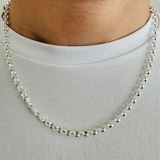 925 Sterling Silver Men 5mm Round Belcher Chain