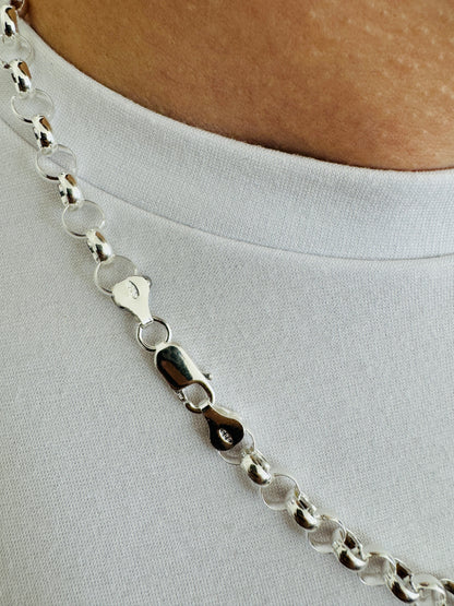 925 Sterling Silver 7mm Round Belcher Chain