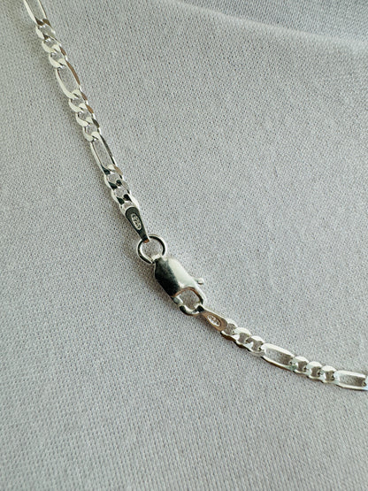 925 Sterling Silver Mens 2.5mm Figaro Chain