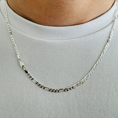 925 Sterling Silver Mens 3.5mm Figaro Chain