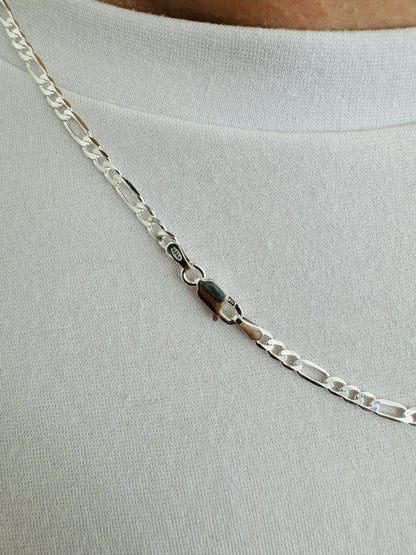 925 Sterling Silver Mens 3.5mm Figaro Chain