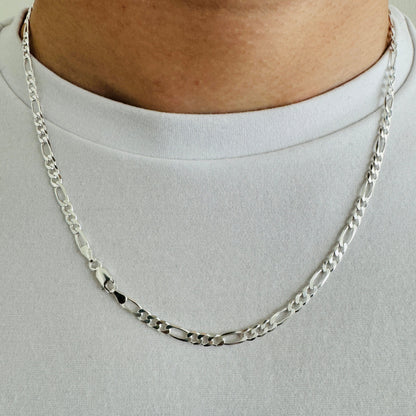 925 Sterling Silver Mens 4.5mm Figaro Chain