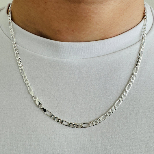925 Sterling Silver Mens 4.5mm Figaro Chain