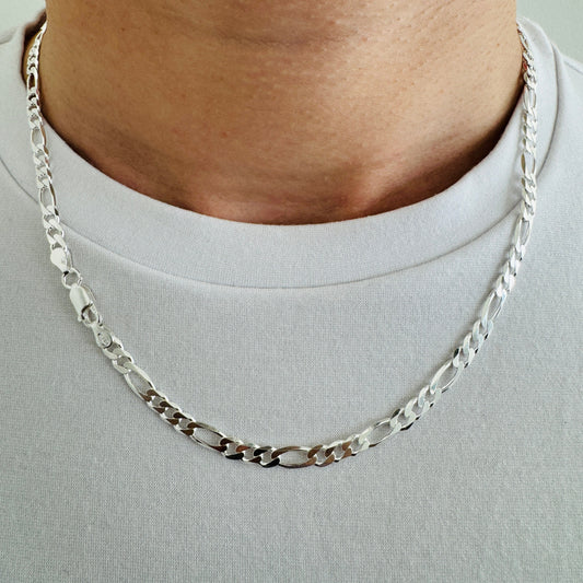 925 Sterling Silver Mens 5.5mm Figaro Chain