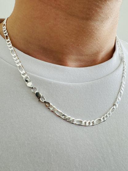 925 Sterling Silver Mens 5.5mm Figaro Chain