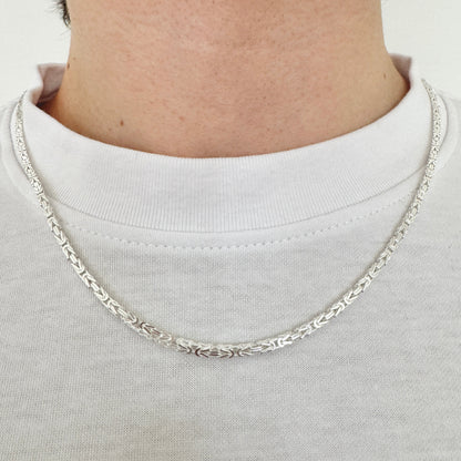 925 Sterling Silver Mens 2.5mm Square Byzantine Chain