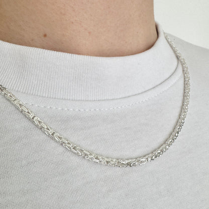 925 Sterling Silver Mens 2.5mm Square Byzantine Chain