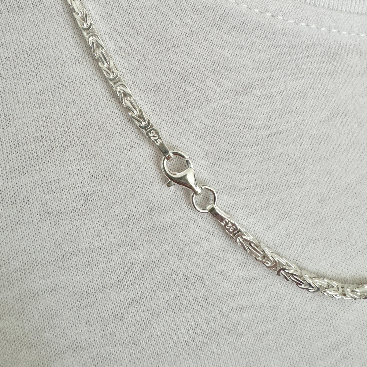 925 Sterling Silver Mens 2.5mm Square Byzantine Chain