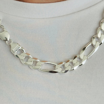 925 Sterling Silver Mens 12mm Figaro Heavy Chain 20 INCH