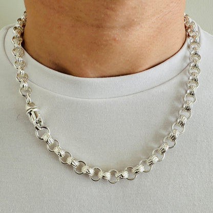 925 Sterling Silver 10mm Round Belcher Chain