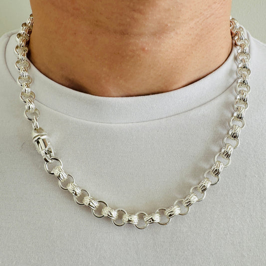 925 Sterling Silver 10mm Round Belcher Chain
