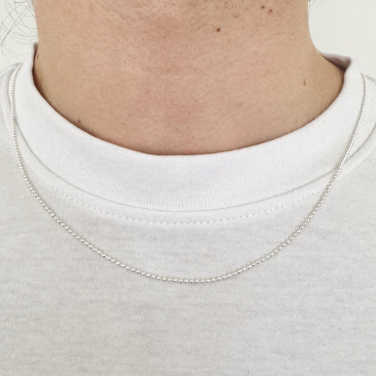 925 Sterling Silver 1mm Fine Full Beaded Military Chain