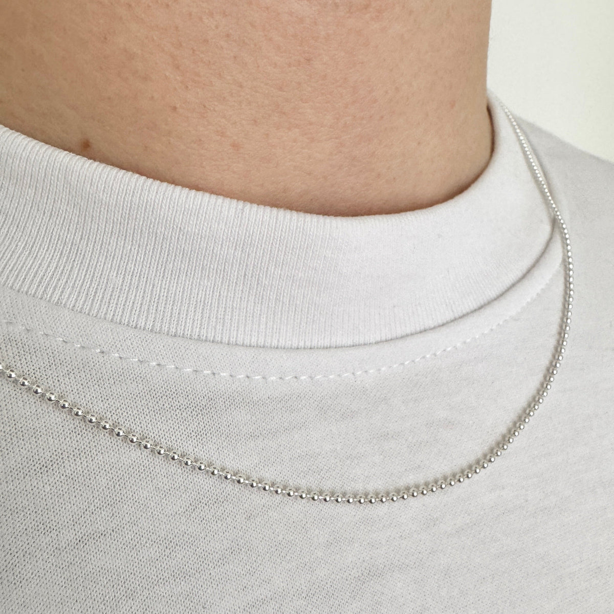 925 Sterling Silver 1mm Fine Full Beaded Military Chain