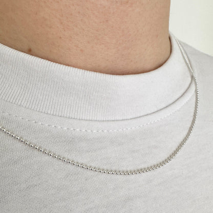 925 Sterling Silver 1mm Fine Full Beaded Military Chain
