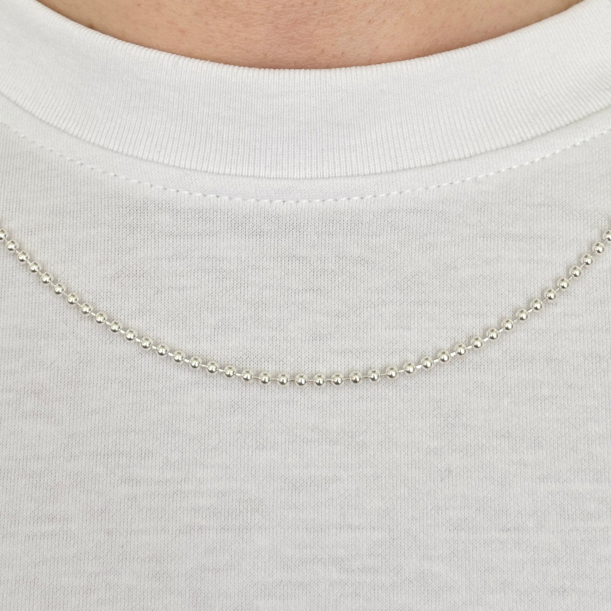 925 Sterling Silver 2.5mm Full Beaded Military Chain