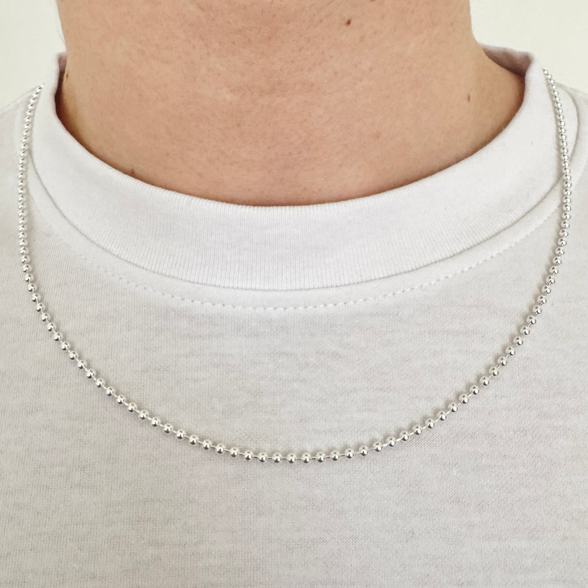 925 Sterling Silver 2.5mm Full Beaded Military Chain