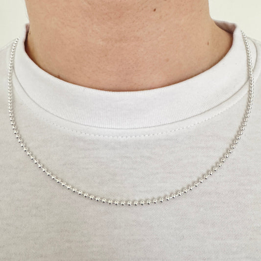 925 Sterling Silver 2.5mm Full Beaded Military Chain