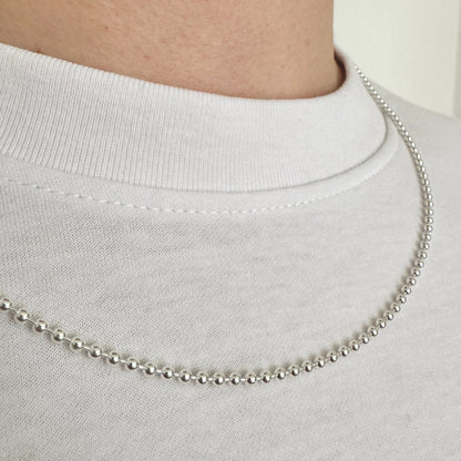 925 Sterling Silver 2.5mm Full Beaded Military Chain