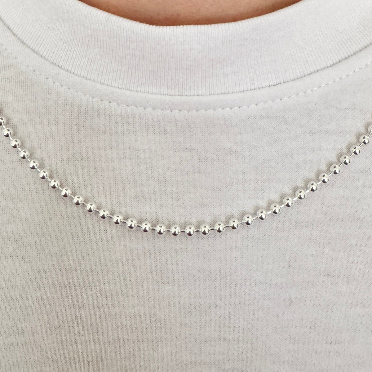 925 Sterling Silver 3mm Full Beaded Military Chain