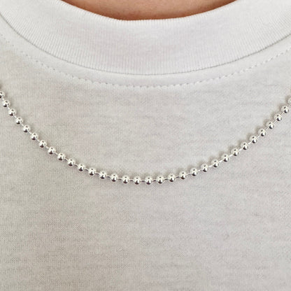 925 Sterling Silver 3mm Full Beaded Military Chain