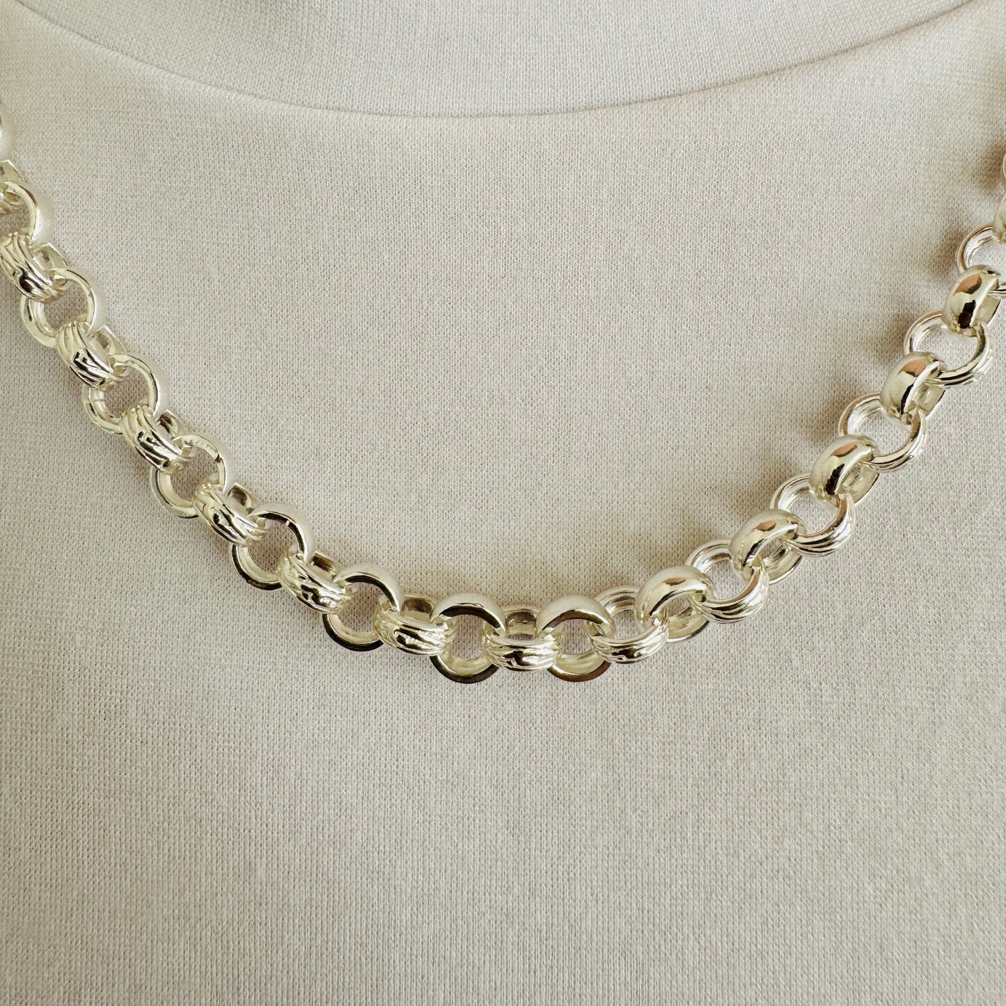 925 Sterling Silver 8mm Round Engraved Belcher Chain
