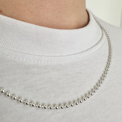 925 Sterling Silver 3mm Full Beaded Military Chain