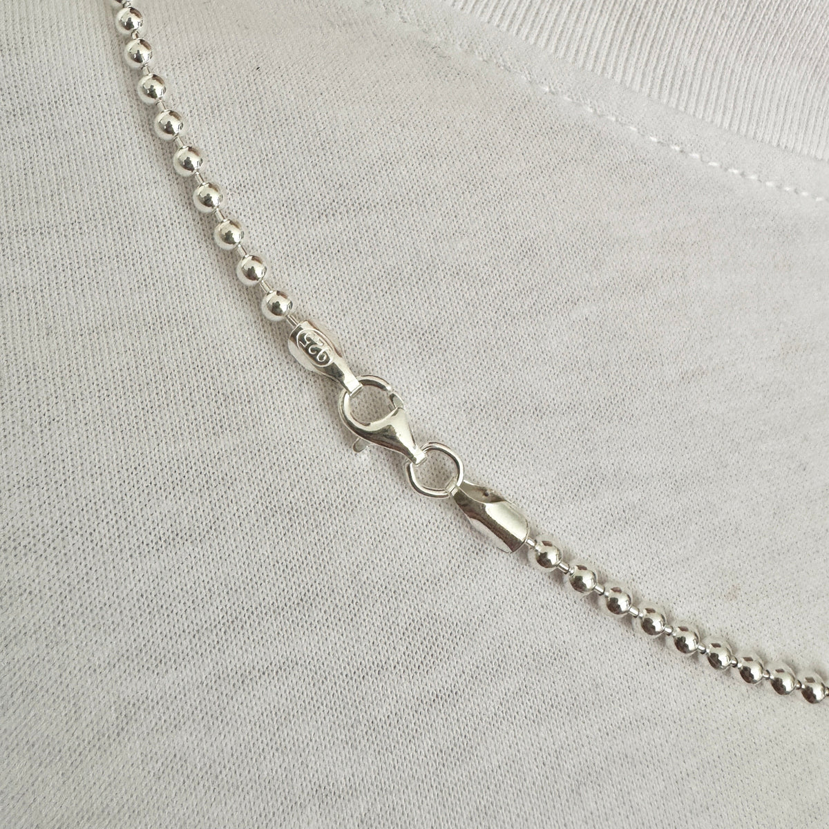 925 Sterling Silver 3mm Full Beaded Military Chain