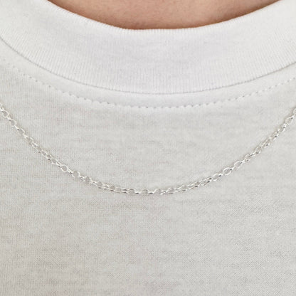 925 Sterling Silver 2mm Fine Oval Belcher Chain