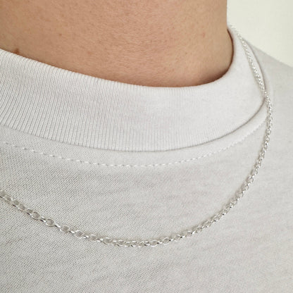 925 Sterling Silver 2mm Fine Oval Belcher Chain