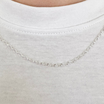 925 Sterling Silver 2.5mm Fine Oval Belcher Chain