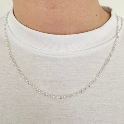 925 Sterling Silver 3mm Oval Belcher Chain