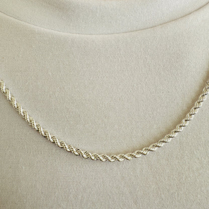 925 Sterling Silver Mens 3mm Twisted Rope Chain