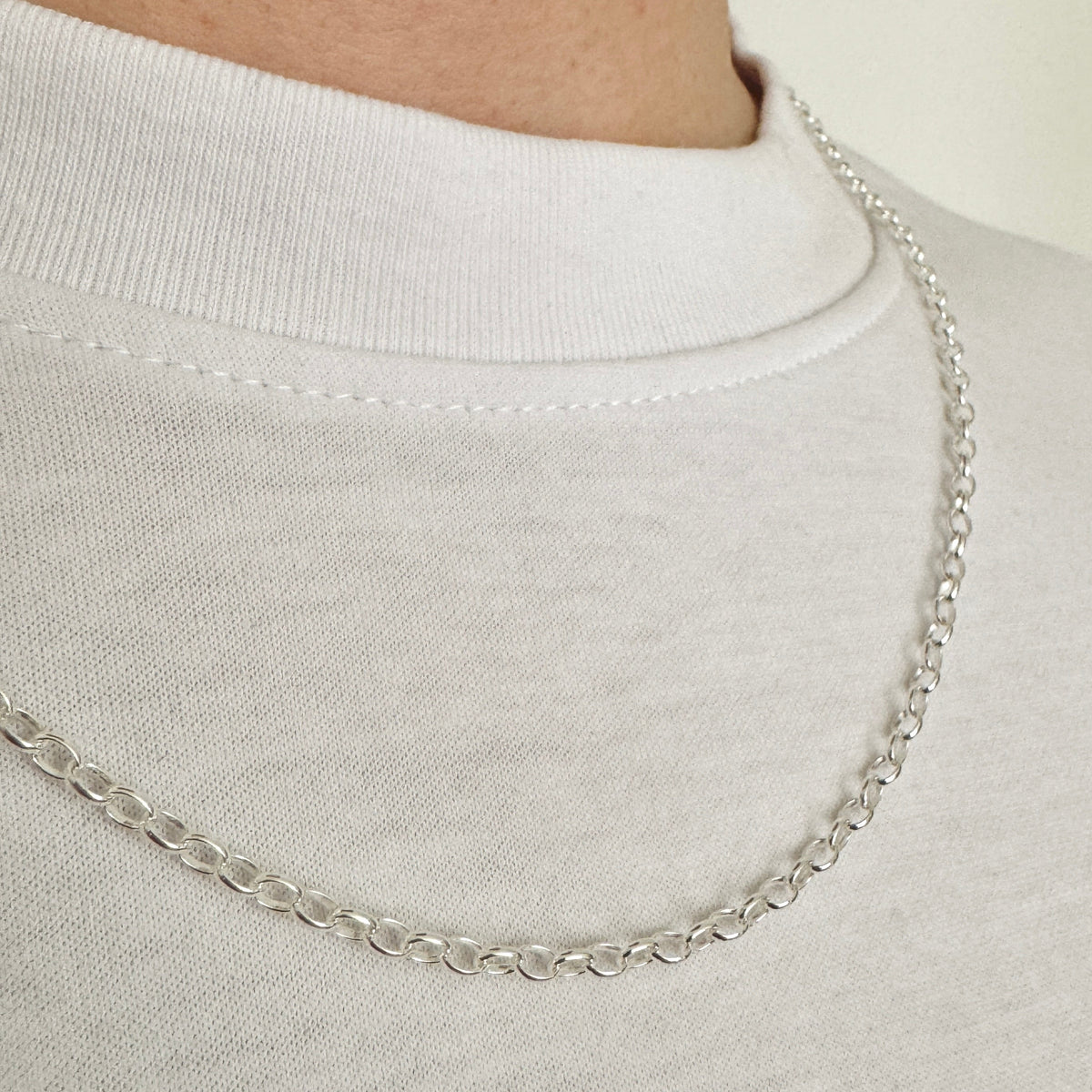 925 Sterling Silver 3mm Oval Belcher Chain
