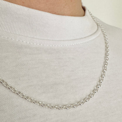 925 Sterling Silver 3mm Oval Belcher Chain