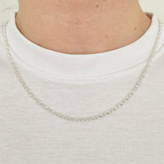 925 Sterling Silver 3.5mm Oval Belcher Chain