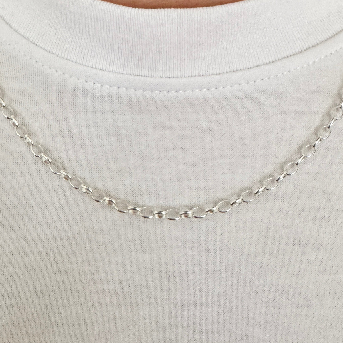 925 Sterling Silver 3.5mm Oval Belcher Chain