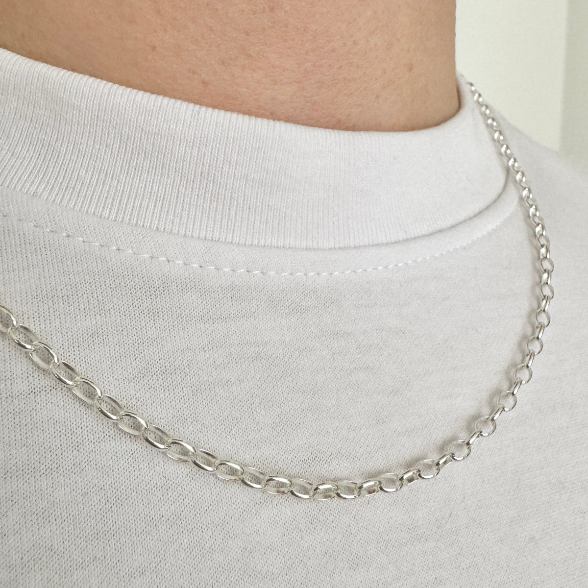925 Sterling Silver 3.5mm Oval Belcher Chain