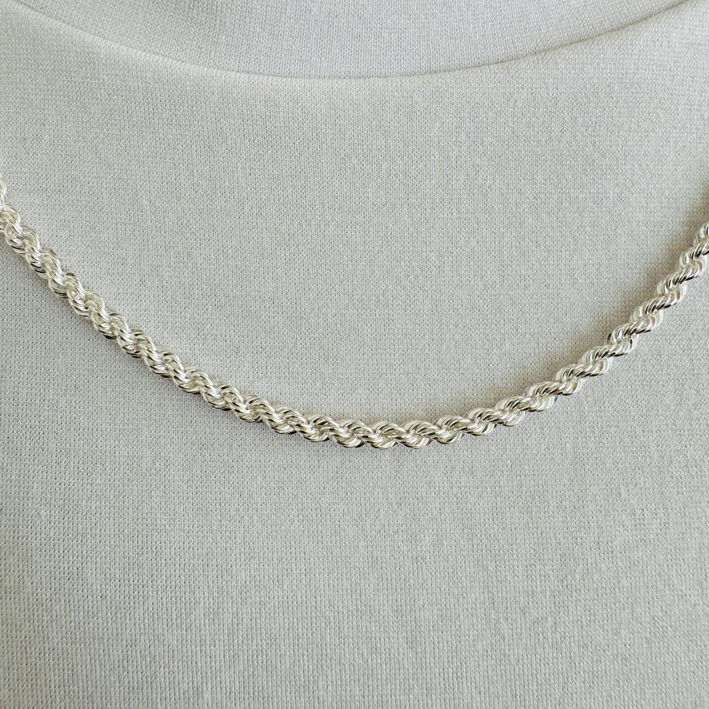 925 Sterling Silver Mens 3.5mm Twisted Rope Chain