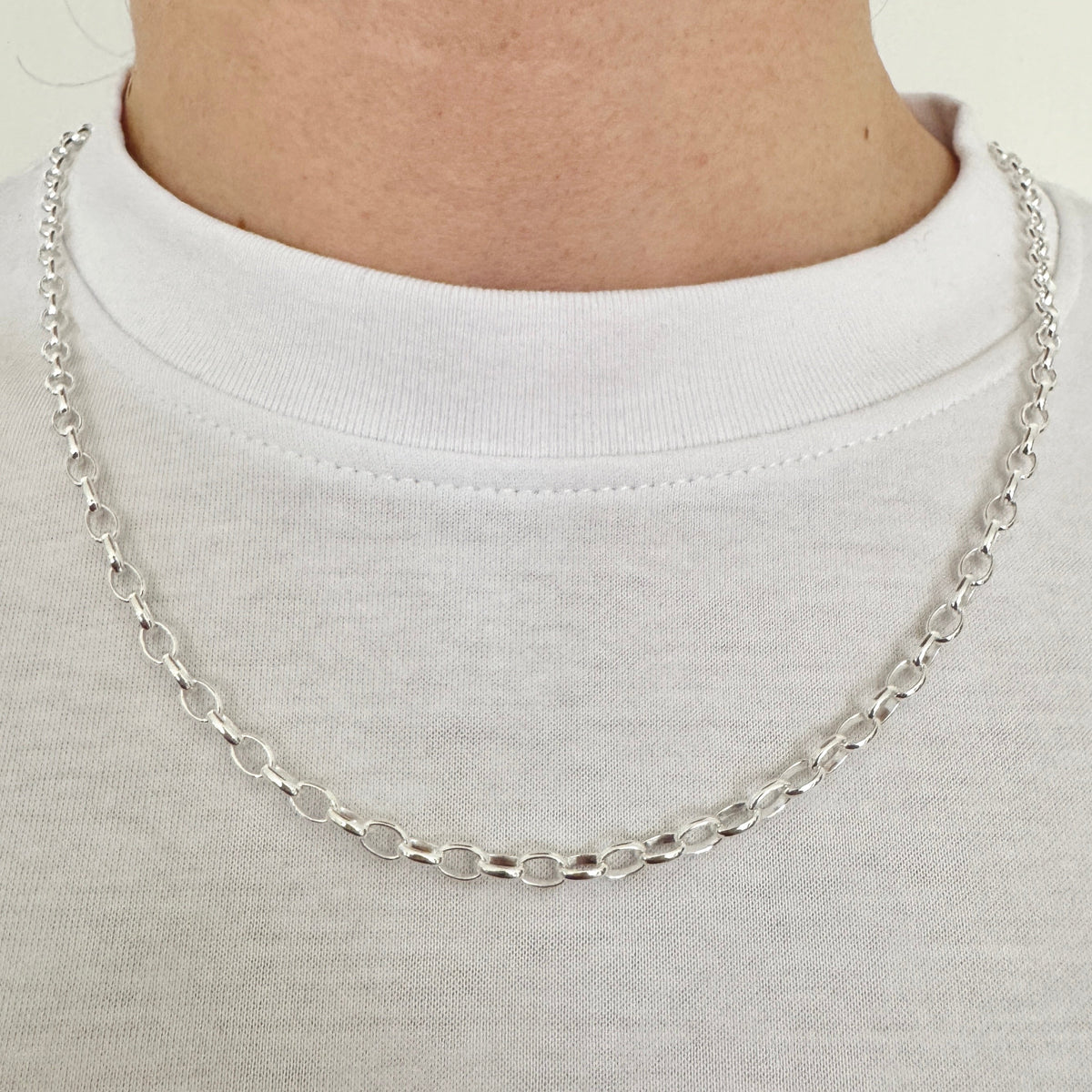 925 Sterling Silver 4mm Oval Belcher Chain