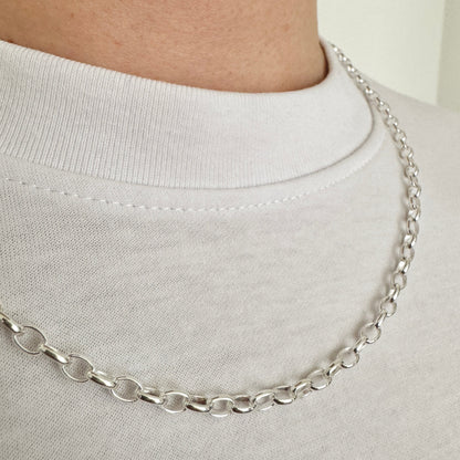 925 Sterling Silver 4mm Oval Belcher Chain