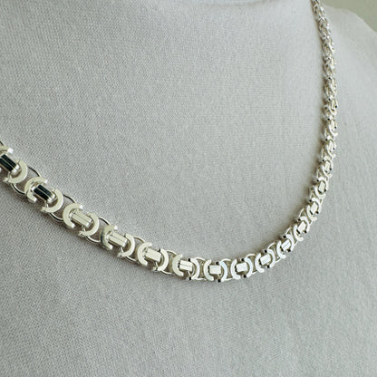 925 Sterling Silver Mens 5mm Flat Byzantine Chain