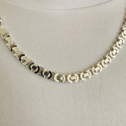 925 Sterling Silver Mens 6mm Flat Byzantine Chain