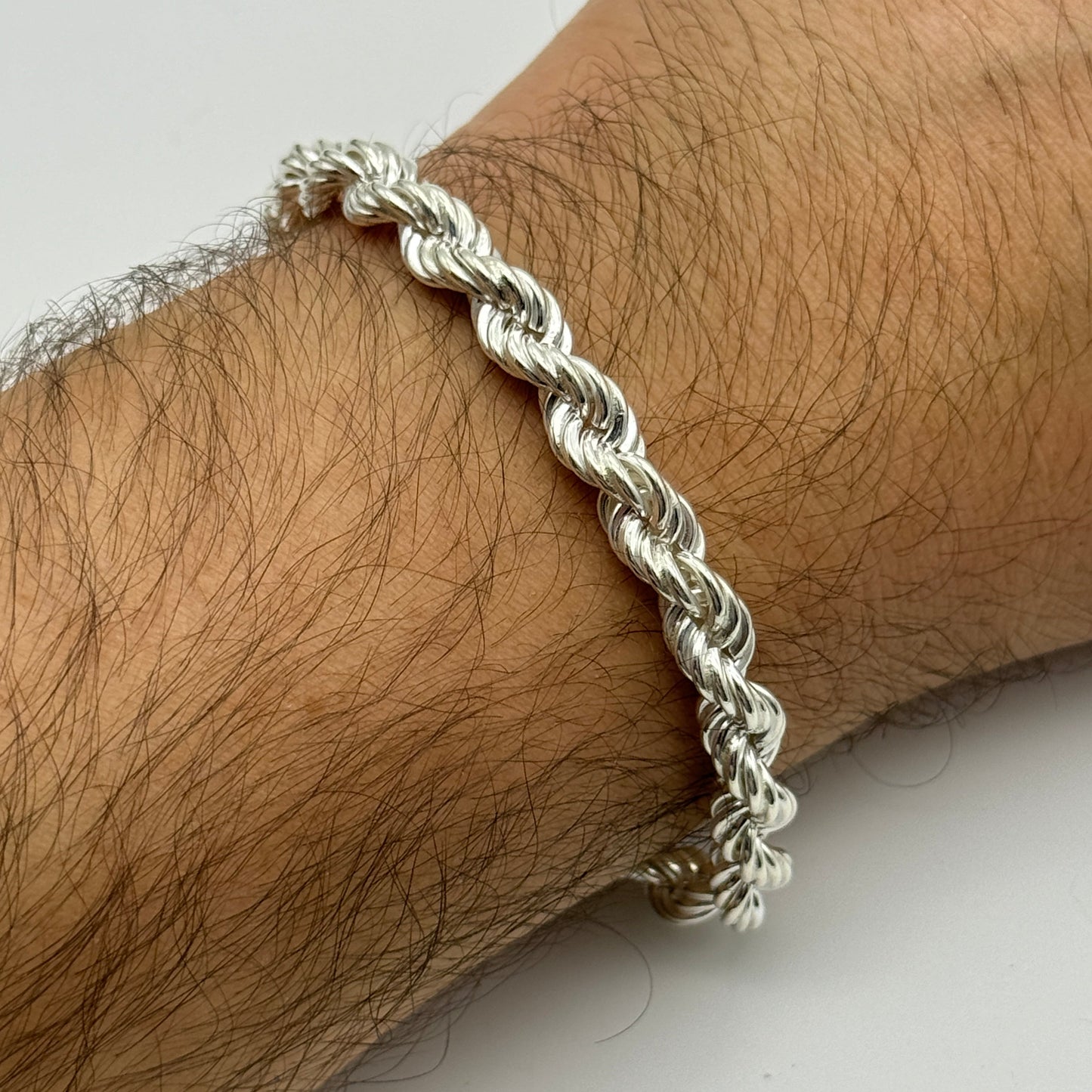 925 Sterling Silver 7mm Rope Bracelet 8 Inch