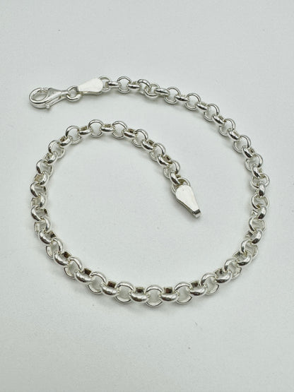 925 Sterling Silver 4mm Round Belcher Bracelet 8 Inch